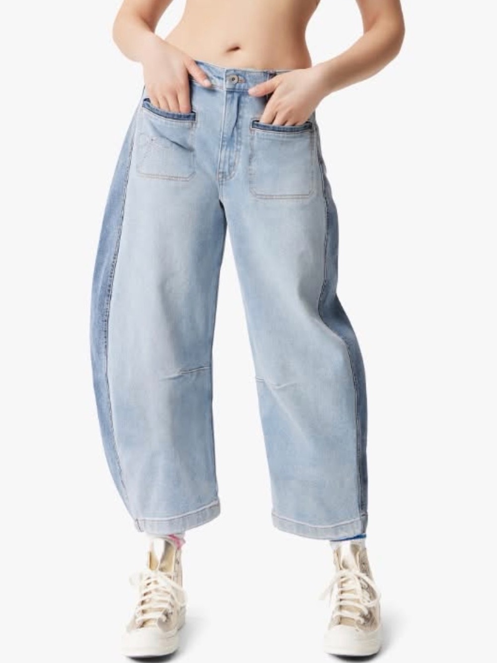Women’s Light Blue Two-Tone Boyfriend Jeans